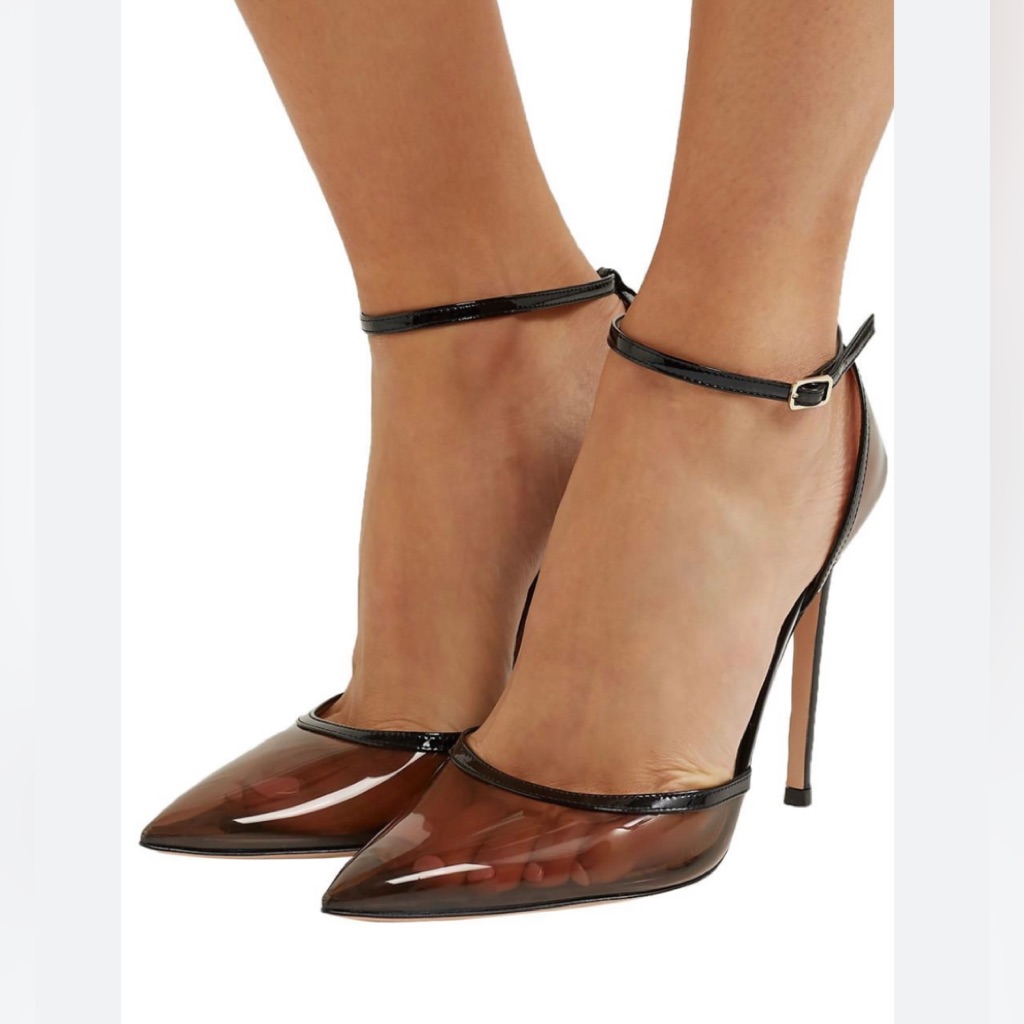 Gianvito Rossi Women's Black 110 Pvc And Patent Leather Pumps Size 38.5